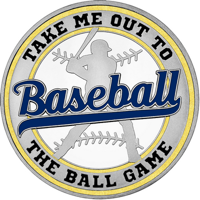 Navy Blue "Baseball" with Gold Outer Circular Borders